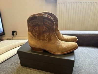 Ba&sh Colt Camel Suede Cowboy Ankle Boots Size UK 5- Good Condition - RRP £295