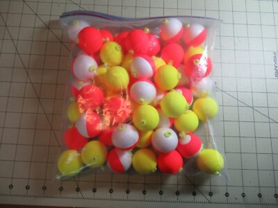 50 Bulk Pack 1.5'' inch Round Foam Snap-on Assortment Fishing Bobbers Floats 