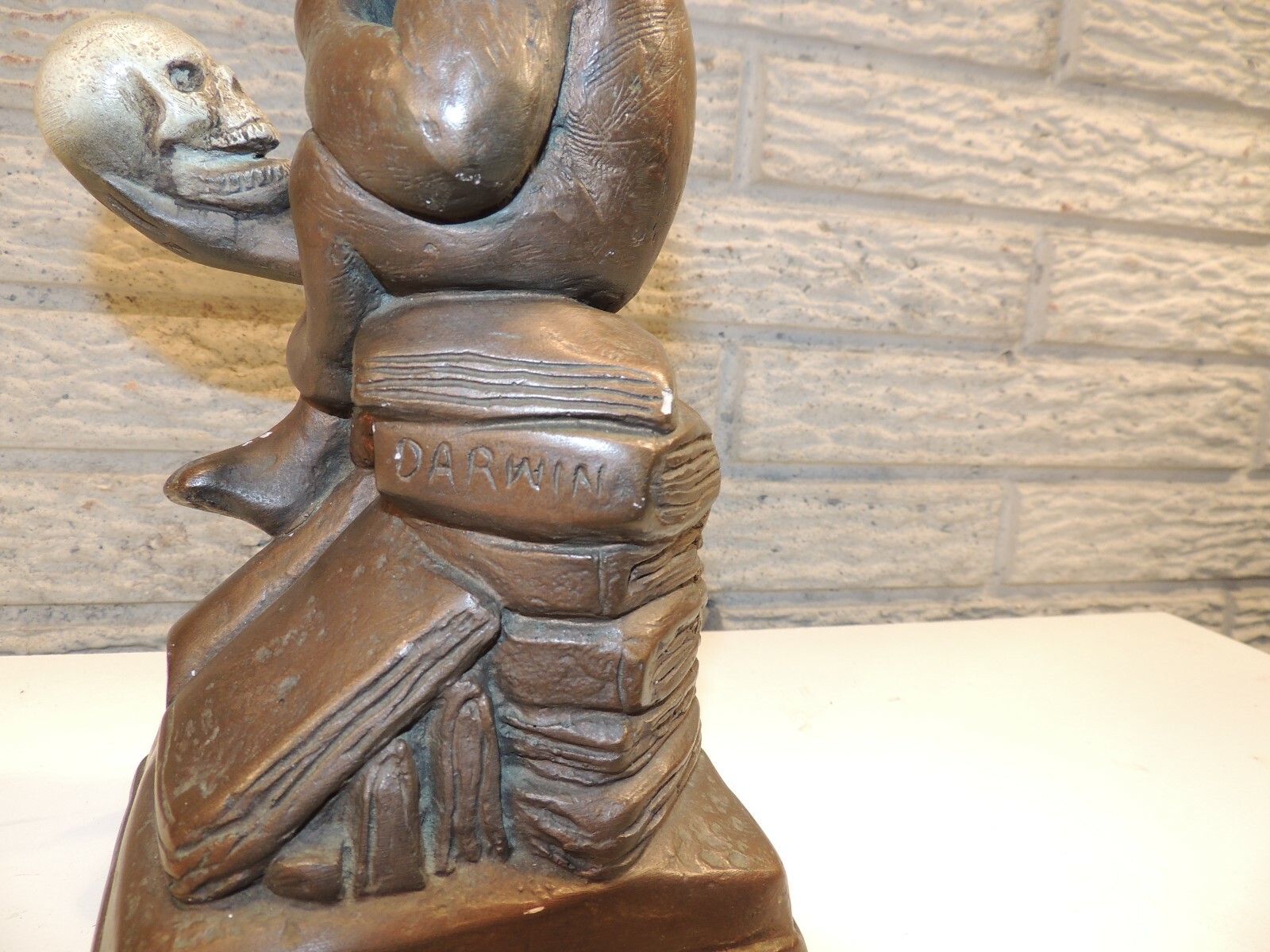 Vintage 1962  Statue DARWIN SKULL & MONKEY 9.5