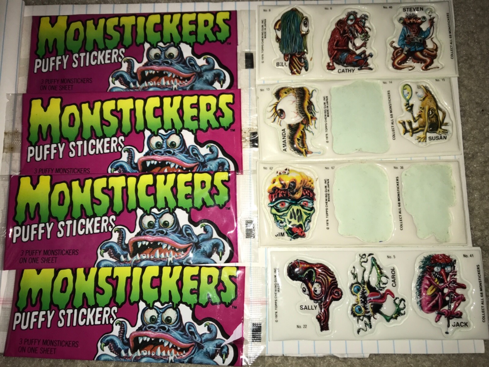 Monstickers Puffy Stickers 1979 Topps 2+ Opened Packs