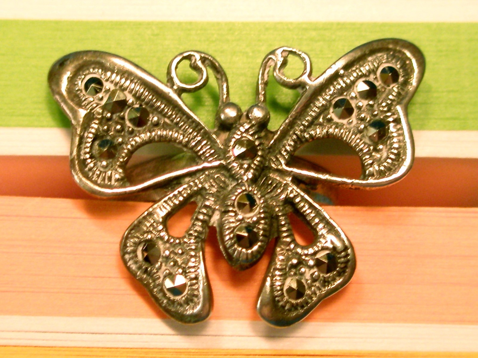 Vintage Butterfly Ring, .925 Sterling Silver & Marcasites, size 8, lovely!