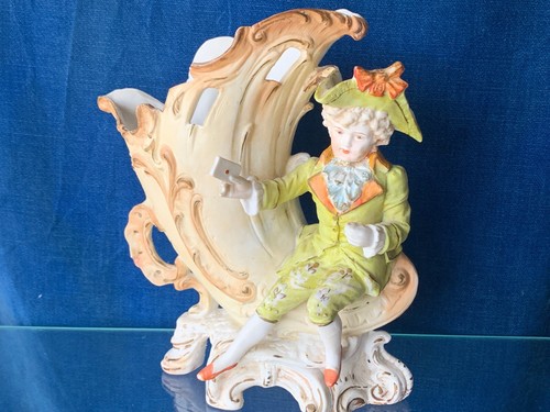ANTIQUE 1880s Unger Schneider & Co Vase Planter Figurine German Thuringia ??m9