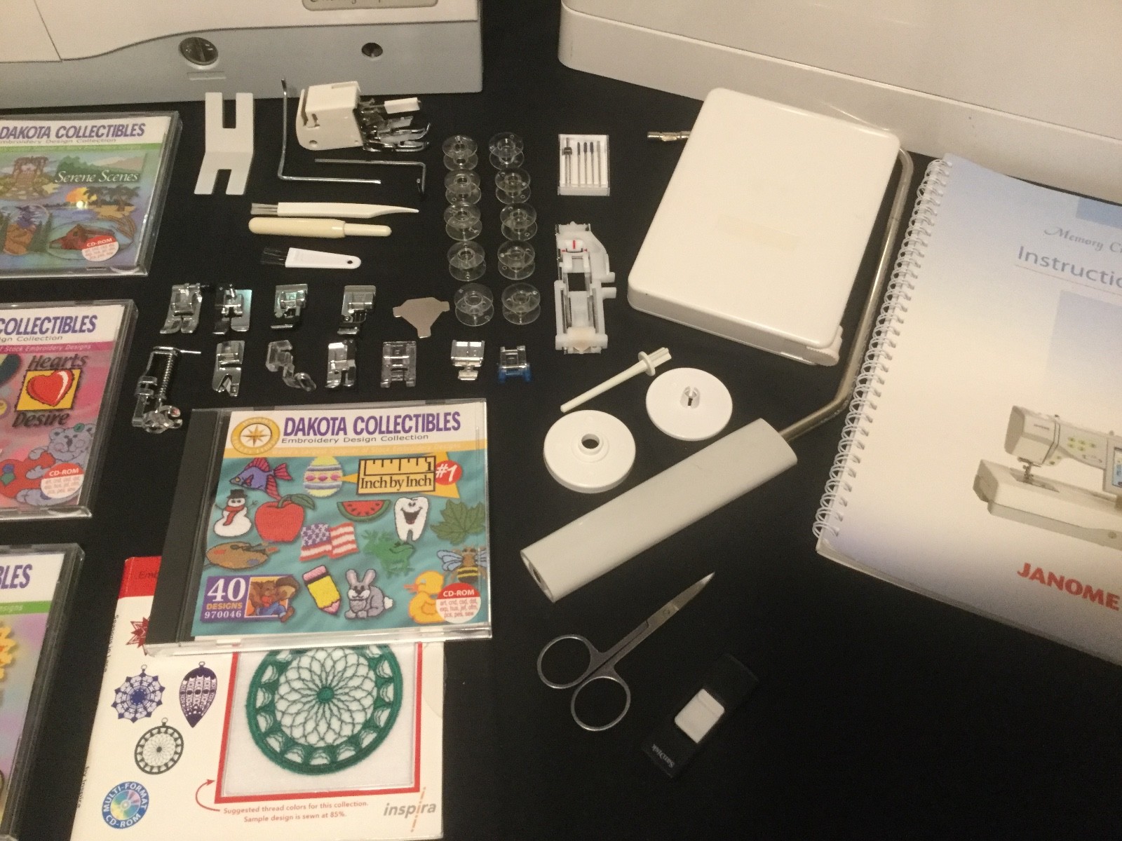 Janome Memory Craft 11000  Sewing/Embroidery Machine 5 Design CDs