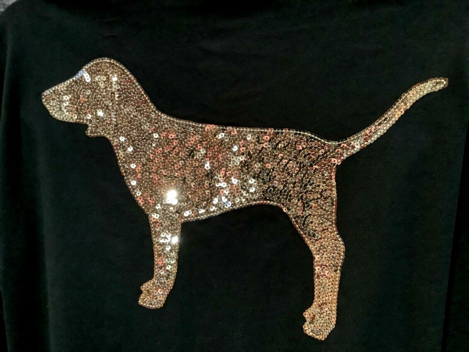 Pre-owned Victoria's Secret Pink Bling Campus Tee Shirt + Leggings Set Black Dog Logo M