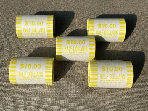 FIVE {5} Unsearched Half Dollar Rolls ~OBW FED SEALED ~ Possible 40% 90% SILVER