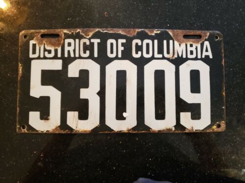 1907-1917 District of Columbia TYPE 7 porcelain license plate tag 1916 1915 1914