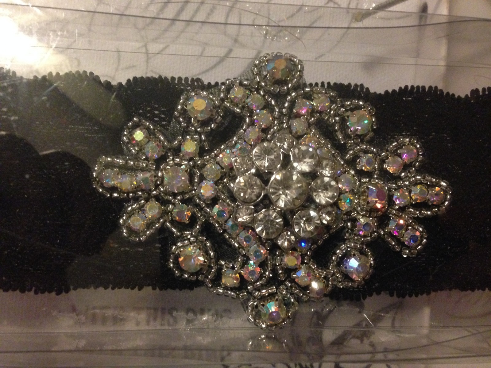 SET OF WEDDING BLACK/WHITE GUEST BOOK AND BLACK JEWELED GARTER