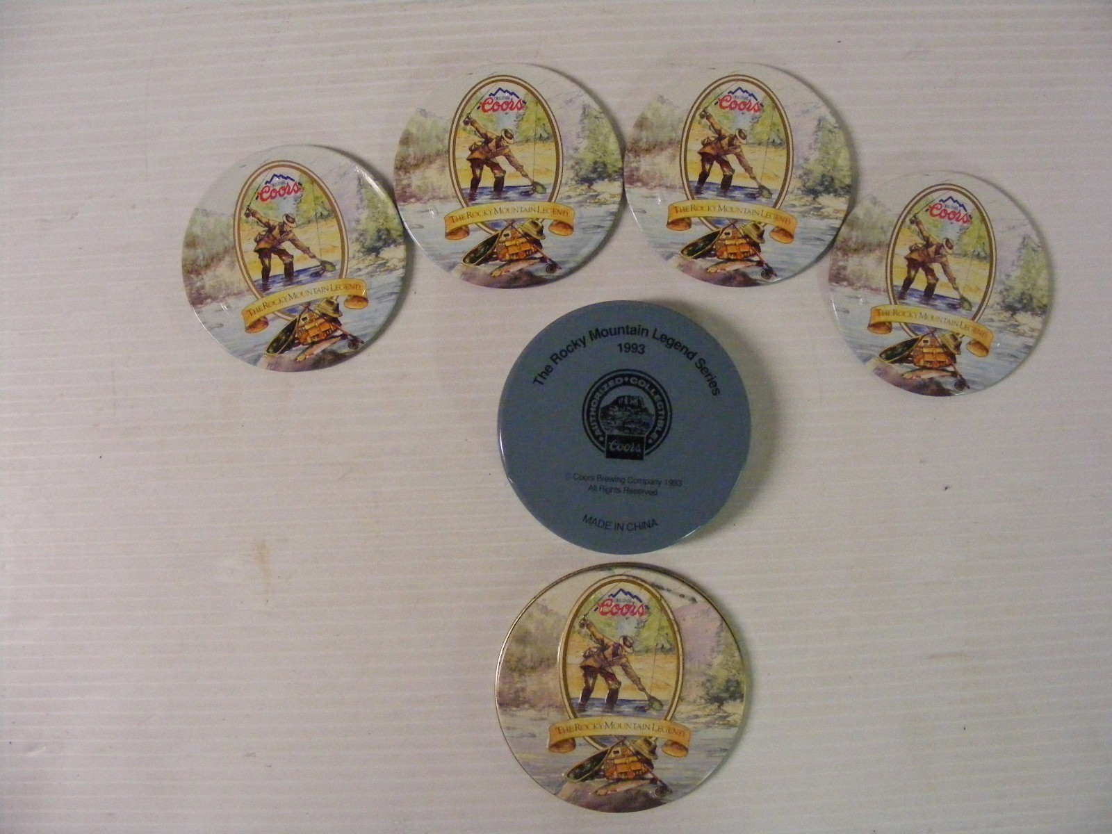 COORS BEER Vintage 1993 The Rocky Mountain Legend Series Coasters & Tin  VGC