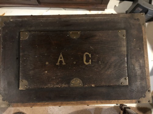 Beautiful Hand Made Antique 1800s Carpenters Tool Chest Trunk Lots Of Brass