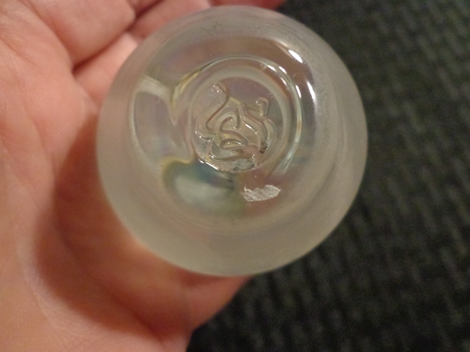 Signed Levi LeVay Apple Art Glass Paperweight  Iridescent Paper Weight