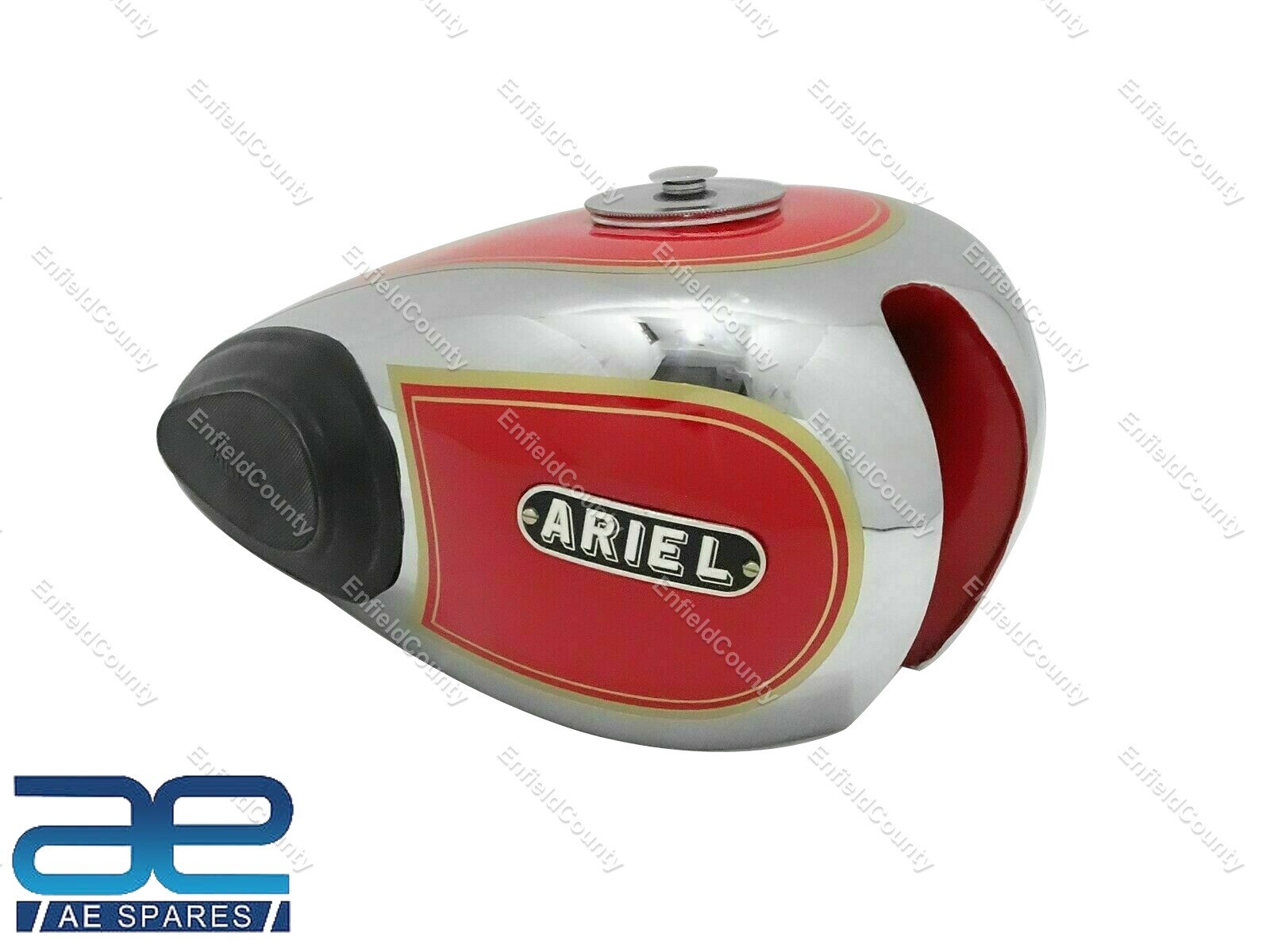 For Ariel 350cc Chrome & Red Painted Petrol Fuel Tank With Cap & Tank Knee Pad 