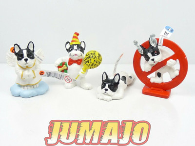 FIG6 lot 4 figurines PVC BULLYLAND : Bouledogue français Pas Fumer, Ange, Fête