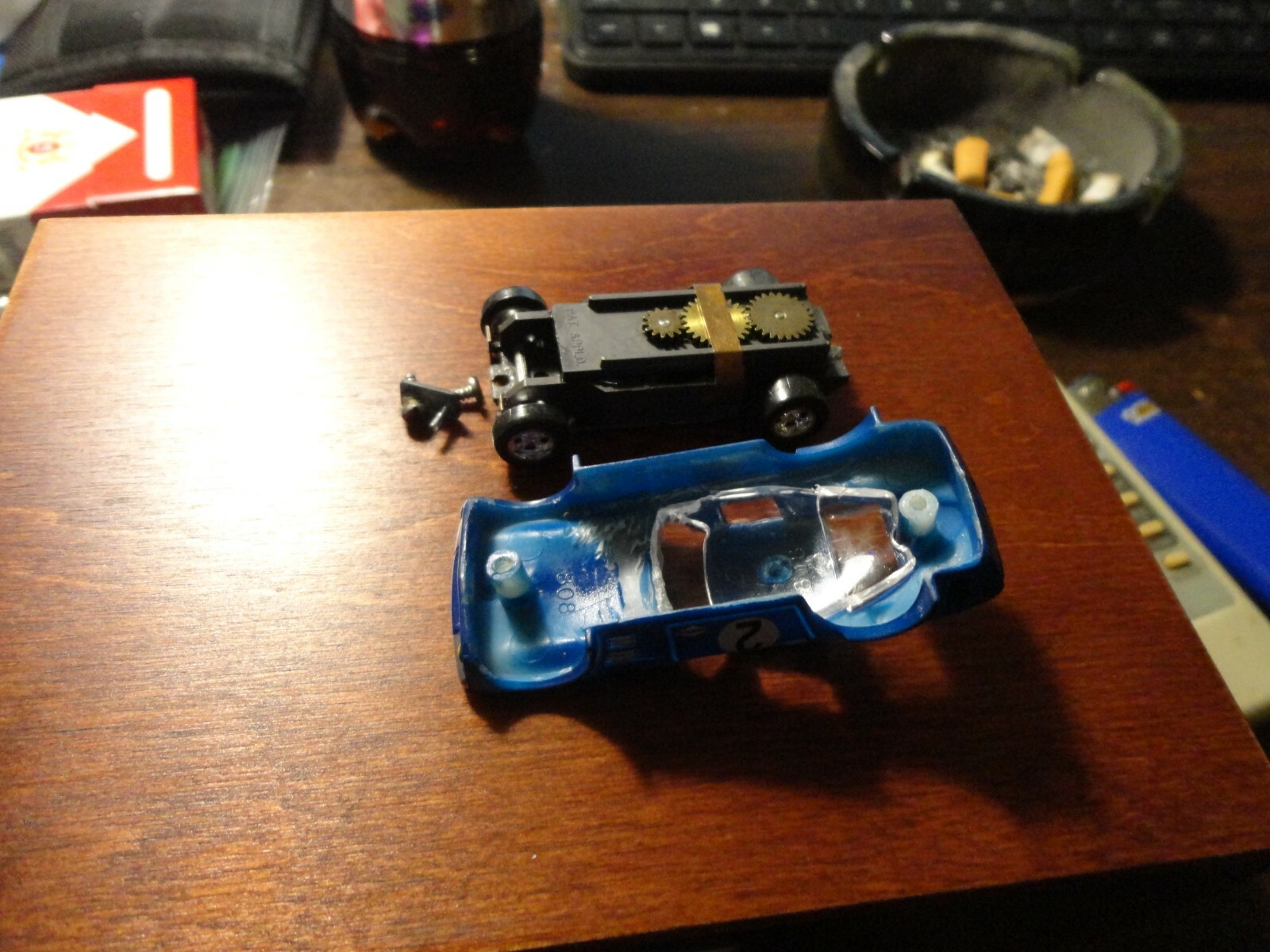 64 corvette ho slot car w/custom wheels closed rivet tjet