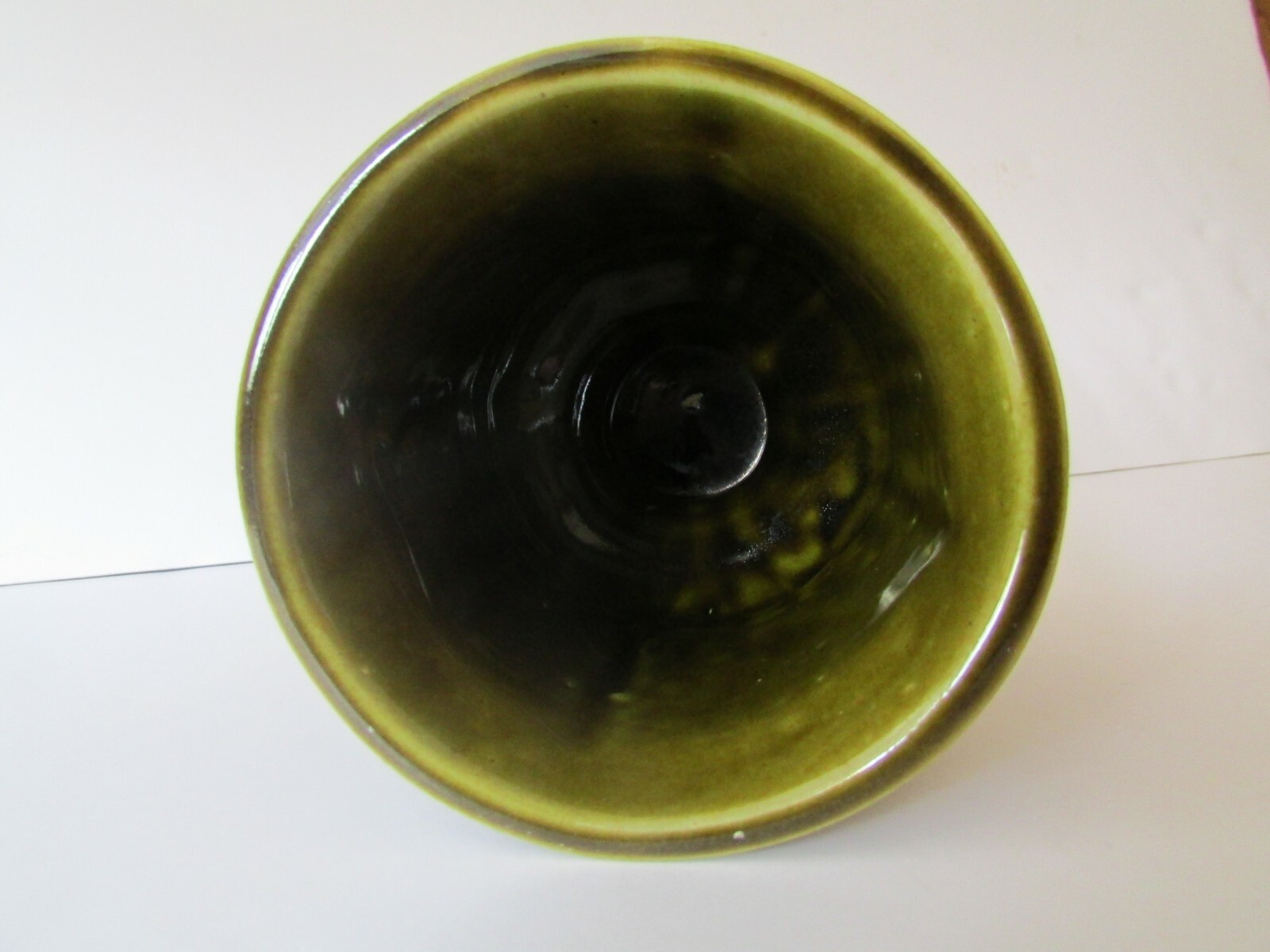 Older Vintage American Bisque Pottery Footed Planter or Vase-Ribbed side Clean