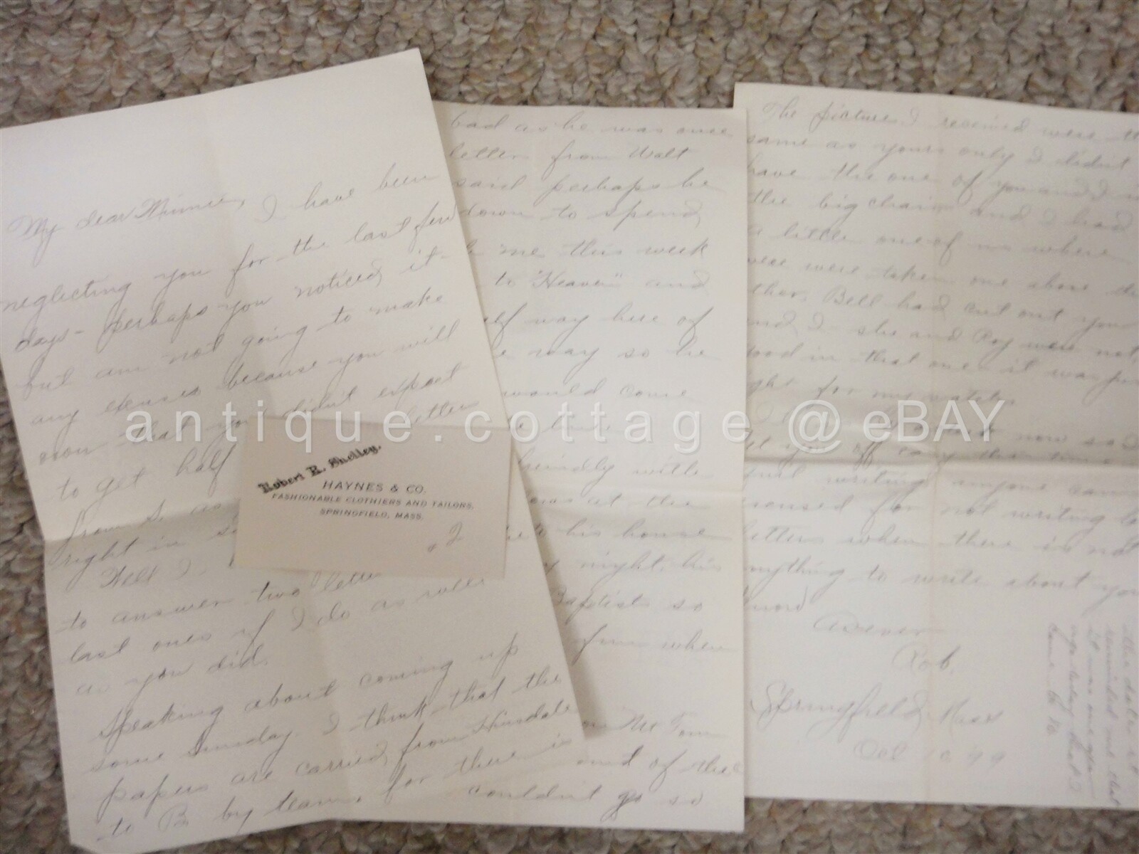 1899 antique LOT 17 LETTERS love MINNIE SCOTT brattleboro vt ROBERT SHELLEY mass