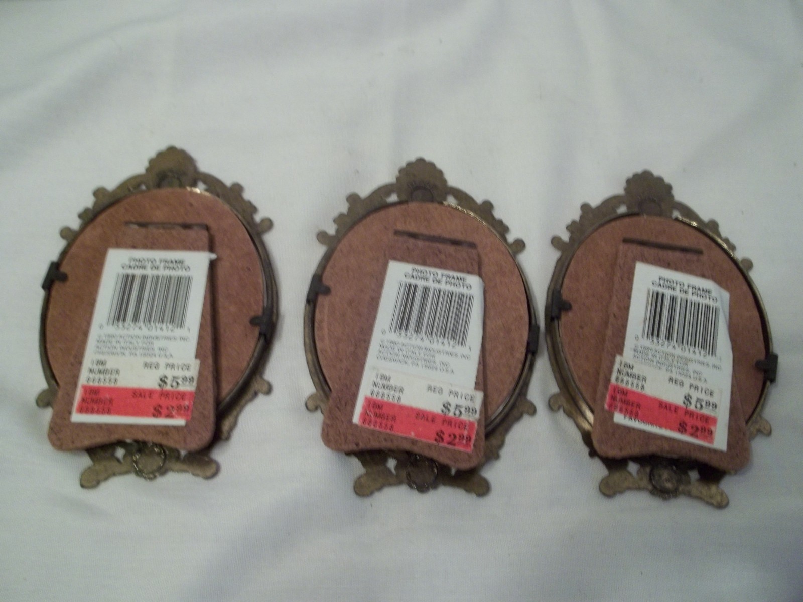 Vintage 1990 Brass Ornate Made In Italy Oval Frames-5 Inch-Set of 3