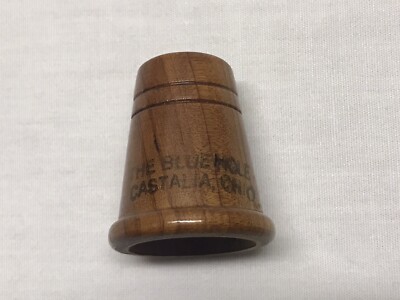 1950 s Blue Hole Castalia Sandusky Ohio Souvenir Cedar Wood Sewing Thimble