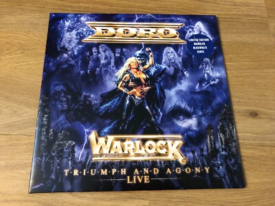 DORO Warlock - Triumph And Agony LIVE 12'' BLUE/WHITE MARBLE LP Gatefold Vinyl