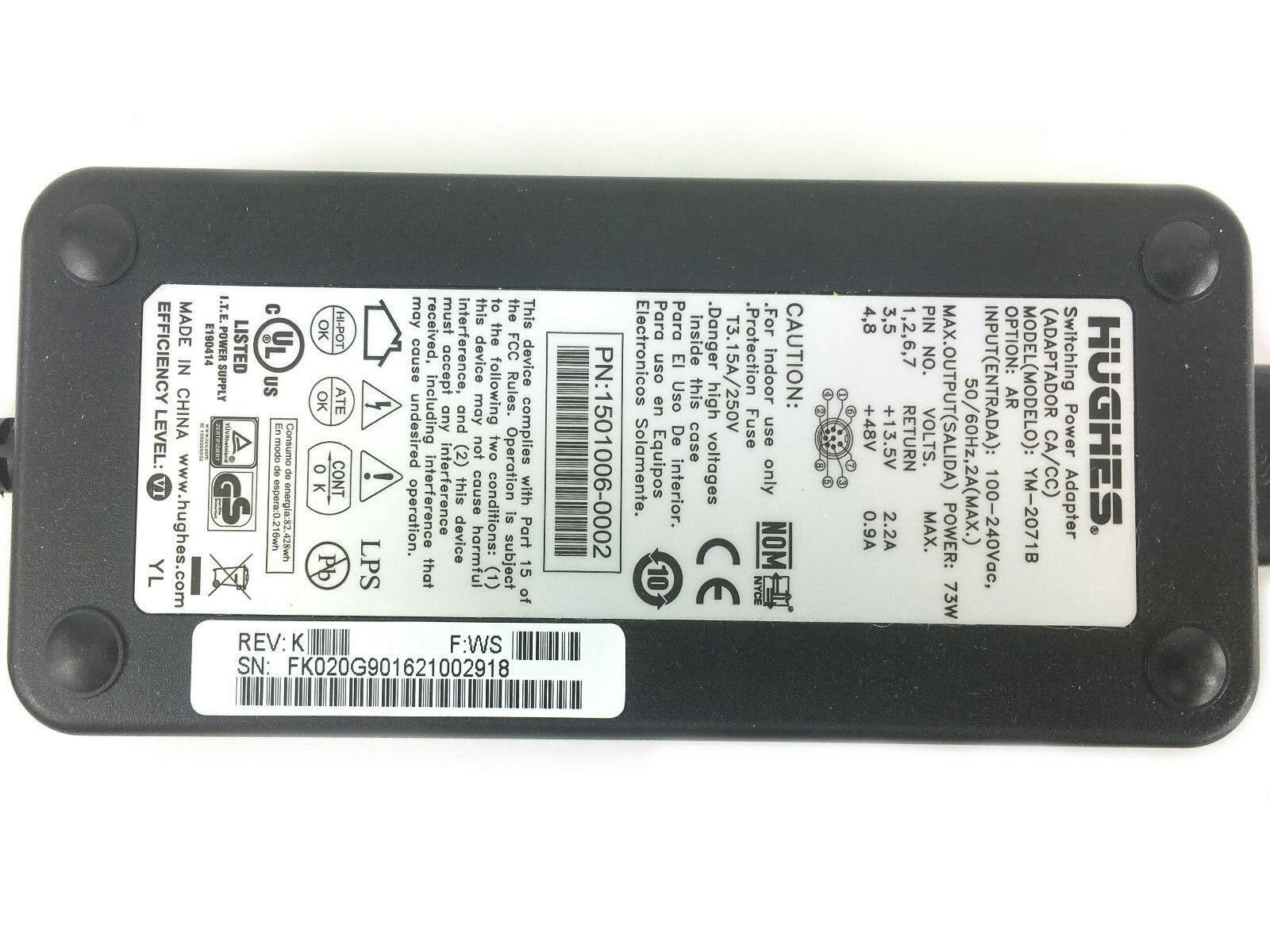 Hughes Switching Power Adapter YM-2071B