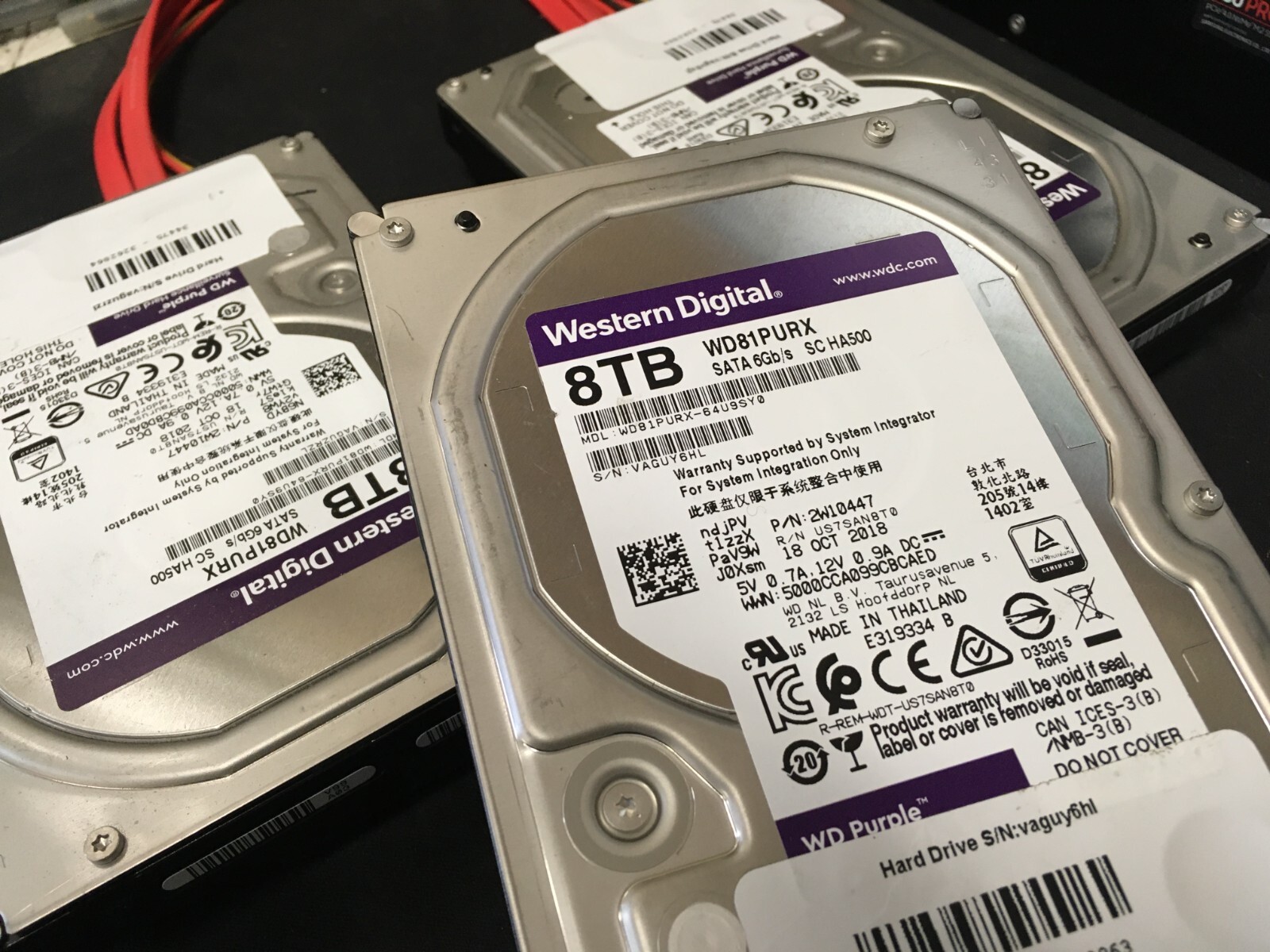 ジャンク品　Western Digital 8TB HDD WD81PURZ Western Digital WD81PURZ 8TB Purple Surveillance Hard Drive