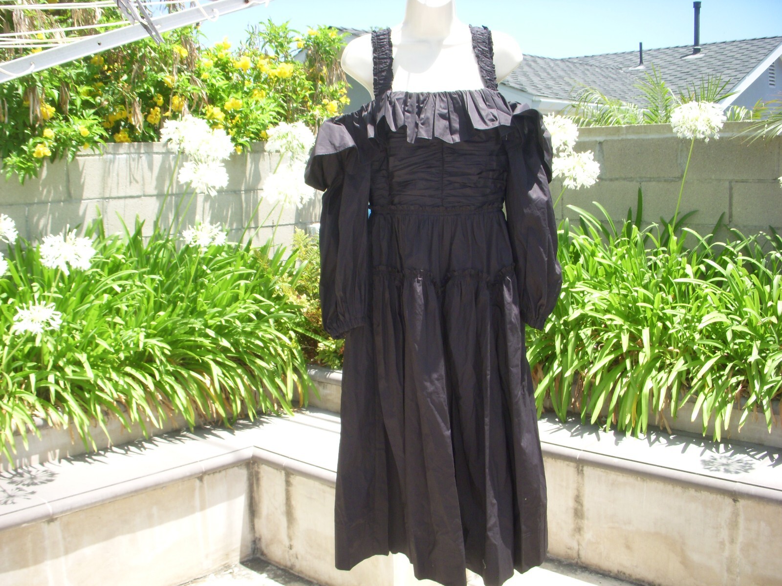 Pre-owned Ulla Johnson Caprice On/off Shoulder Black Midi Dress 100% Cotton Us 8, $520