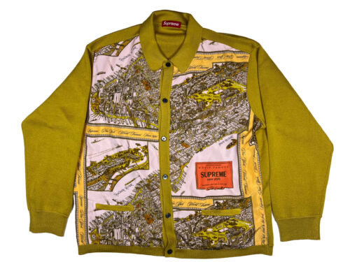 Supreme Silk Map Cardigan Size XL Mustard FW23 Week 1 New Supreme Silk Map Cardigan Size XL Mustard FW23 Week 1 New
