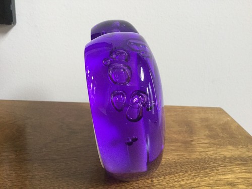 Clear Purple Acrylic Heart Shaped Tabletop Clock ~ 5.5”x 5”x 1.5” ~ Nice