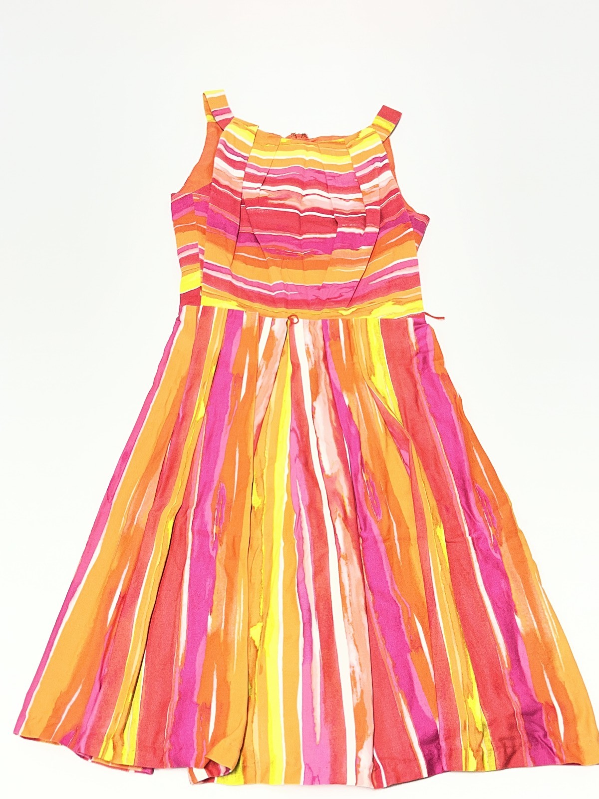 Womens R & K Pink Stripe Sleeveless Dress Size 4 EUC