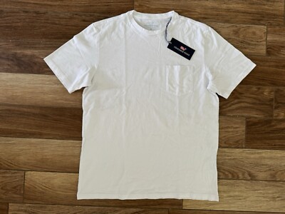 NEW WITH TAGS Mens Vineyard Vines Medium WhiteT-Shirt Solid Colored Pocket Shirt