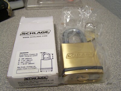 Schlage Commercial KS23D2300 Brass Padlock 1-1/2'' Shackle ''C'' Keyway Cylinder 