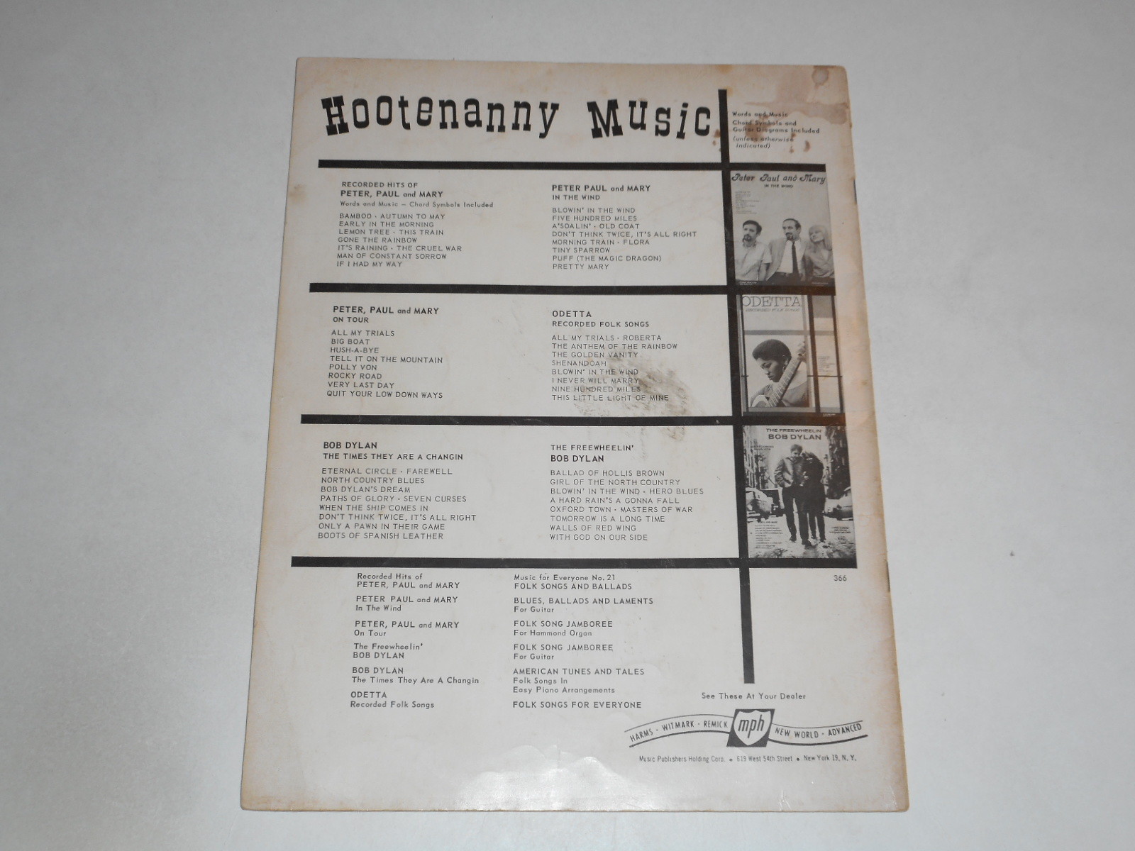 Bob Dylan's Songs For Harmonica 1964 Songbook Sheet Music w/Lyrics & Chords