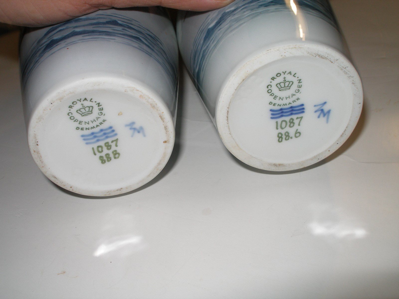 Royal Copenhagen Denmark Flying Mallard Duck Vases #1087 - Pair