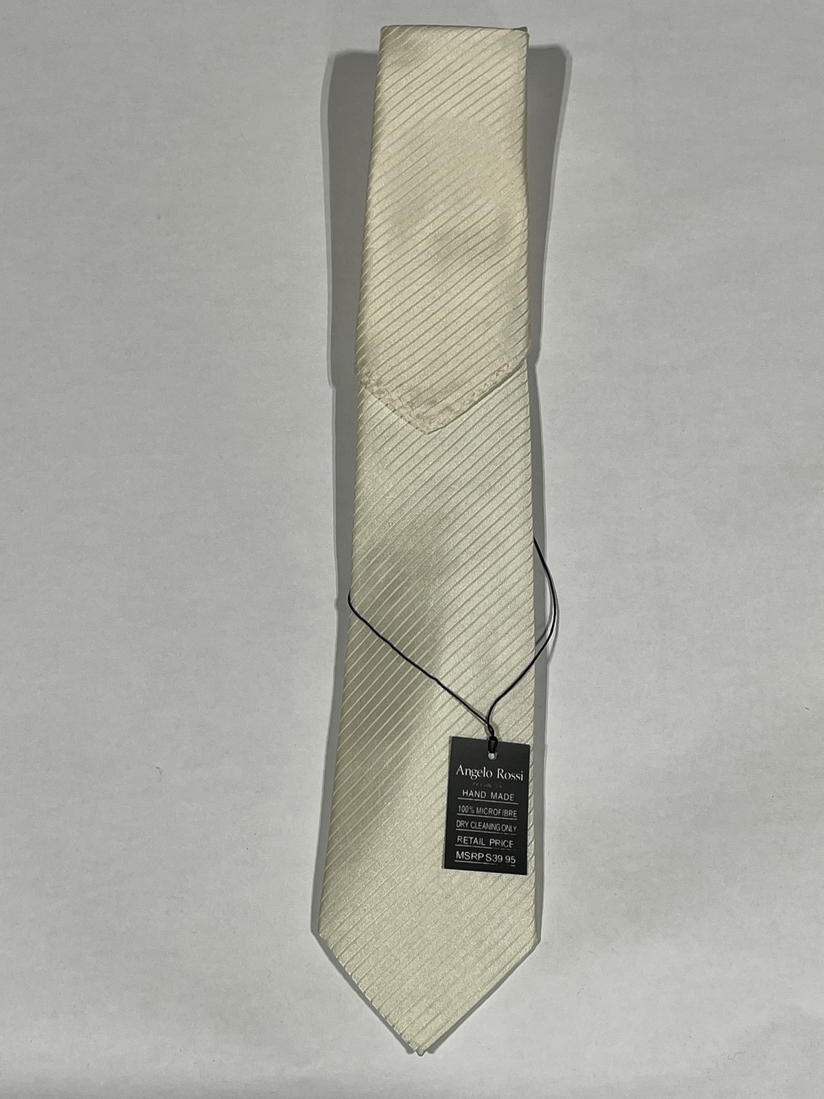 Mens Angelo Rossi Cream Tie With Matching Handkerchief Hand Made NEW