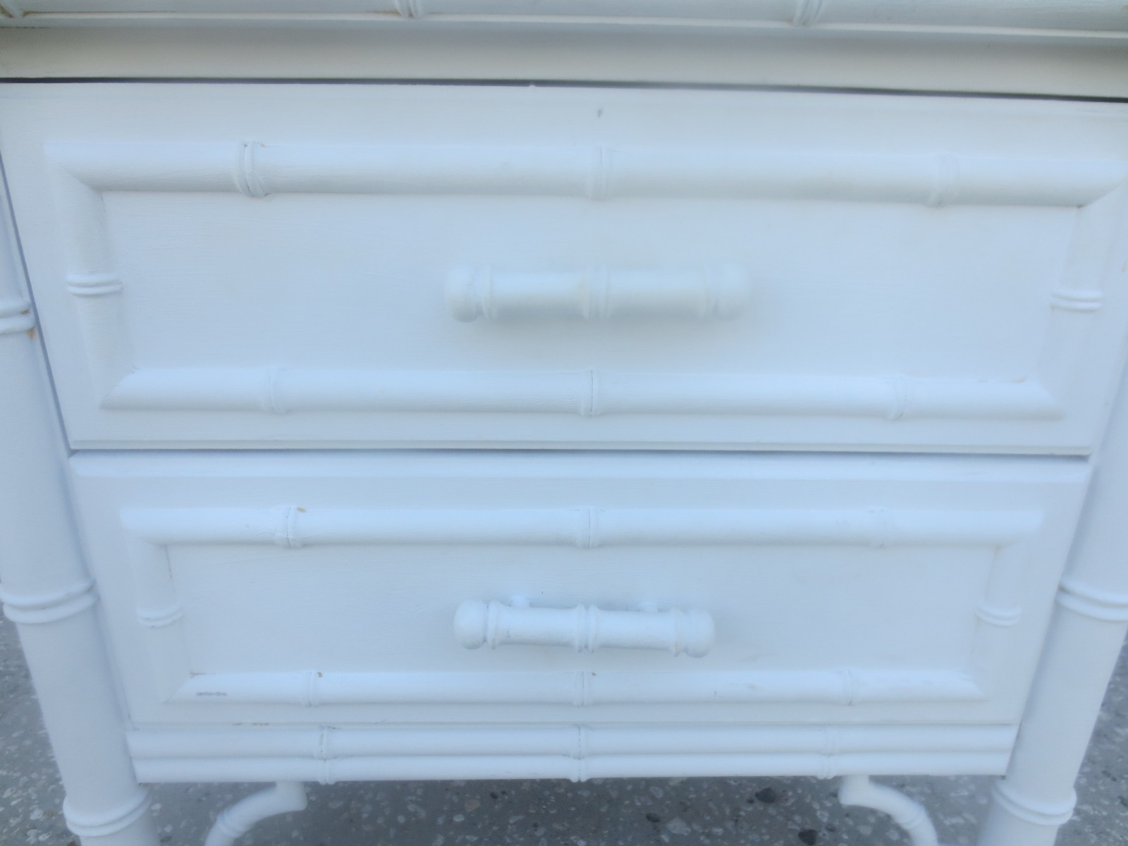 Faux Bamboo Nightstand Fretwork Aloha Chinese Chippendale Hollywood Regency