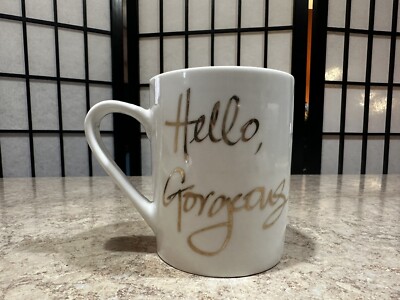 Pier 1 ''Hello Gorgeous'' Large Mug White With Gold Letters & Design