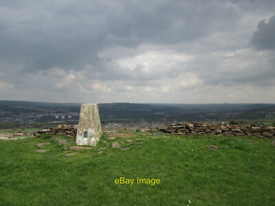 Photo 6x4 Norr Hill trig point Noon Nick Baildon Moor in the distance c2014