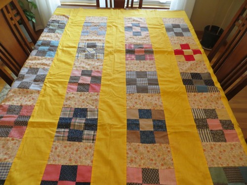 Vintage Patchwork Cotton Quilt Top Twin Size Estate Find