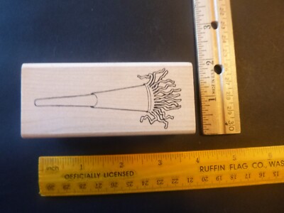 Horn Noisemaker - Wood Mounted Rubber Stamp