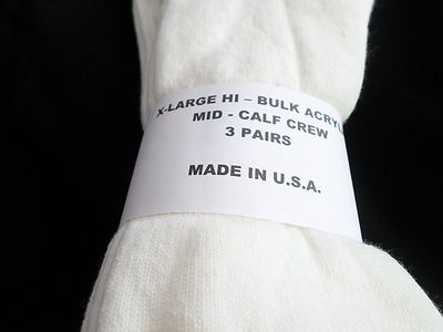 3 Pair of Extra Large Hi Bulk Acrylic Mid Calf Steel Toe Crew Socks 12-15 USA