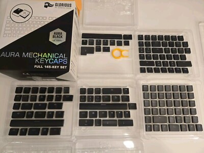 Glorious Gaming Aura Mechanical Pudding Keycaps Black 104 Key Set, ANSI Layout 