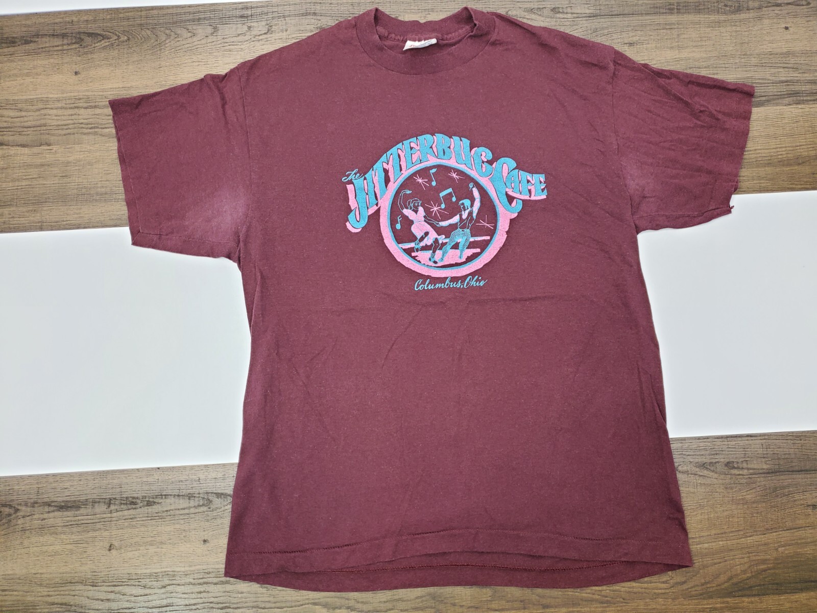 VINTAGE Jitterbug Cafe Columbus Ohio XL Shirt Red Graphic