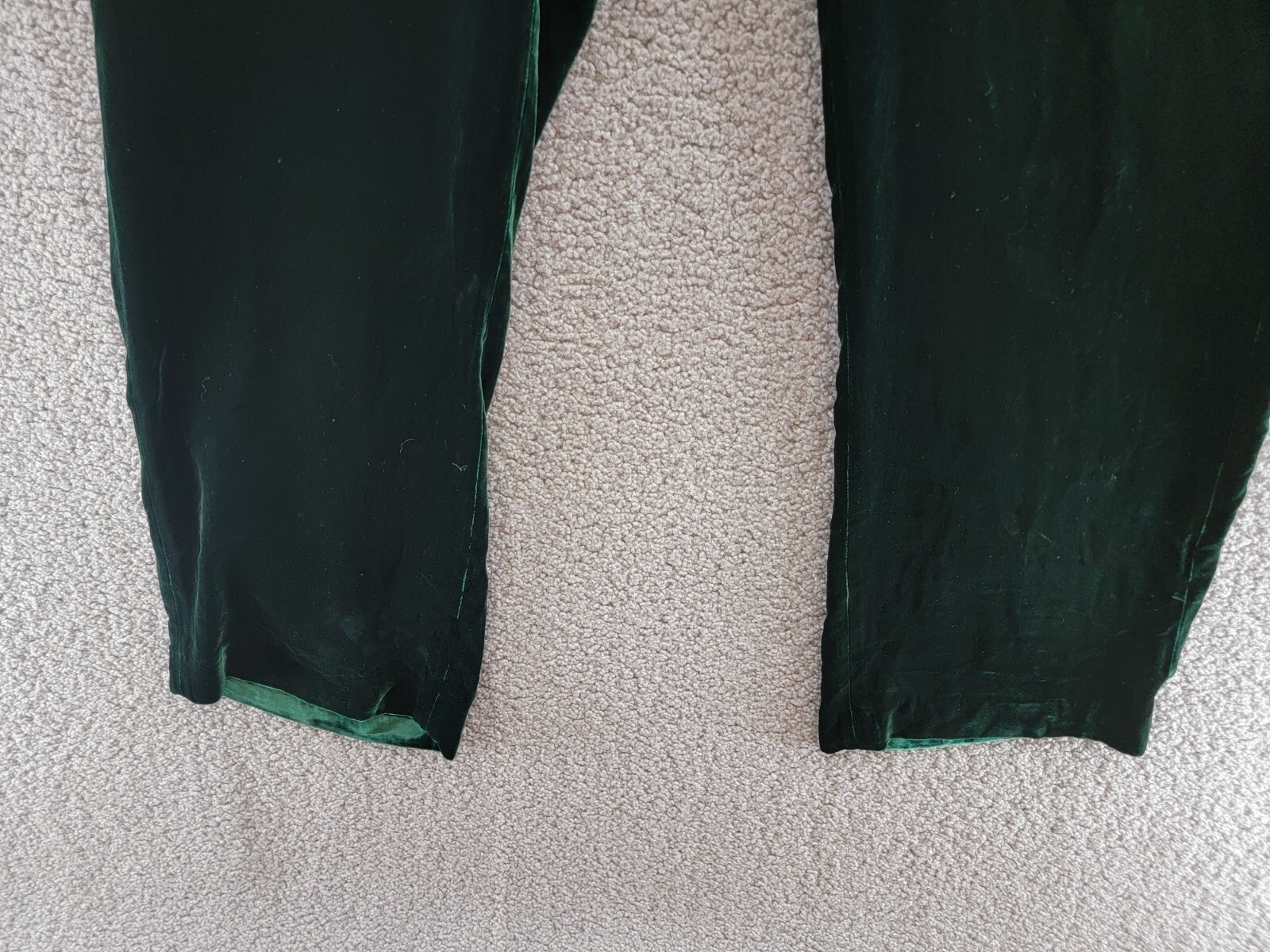 Polo Ralph Lauren Velvet Silk-Blend Straight-Leg Pants Women's 8 Jade Side Zip - Picture 4 of 23
