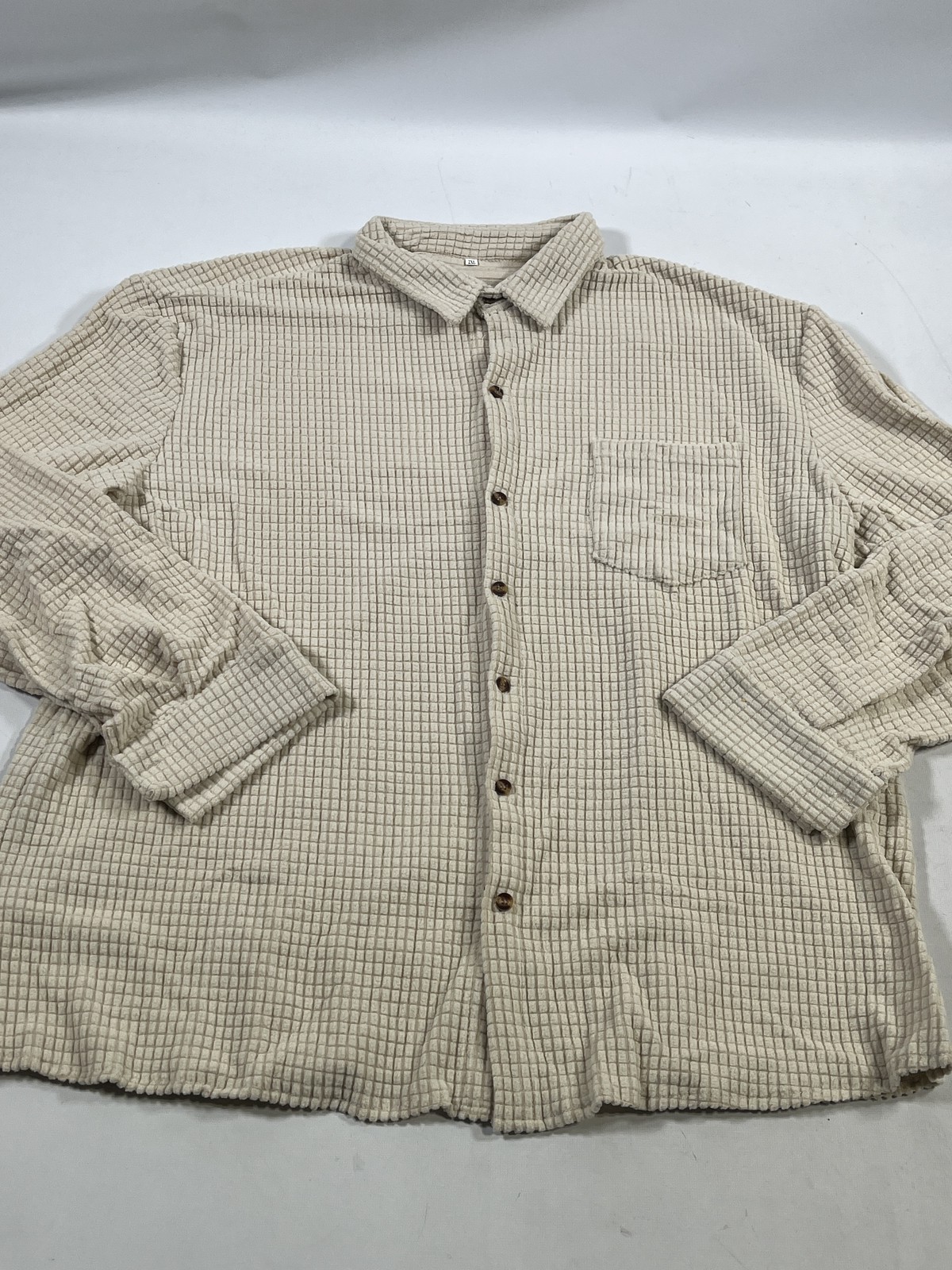Mens Beige Check Soft Long Sleeve Shirt 2XL XXL NEW