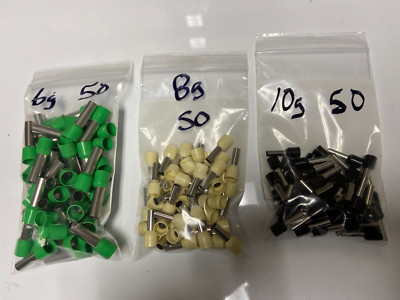 50 pcs each of  6g 8g 10g Awg Gauge insulated Wire Ferrule