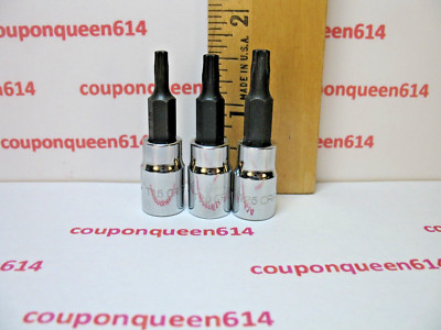 Craftsman 3pc Set 1/4'' DriveTorx Bit Sockets.42661,42662,42663,T15,T20,T25 - NEW