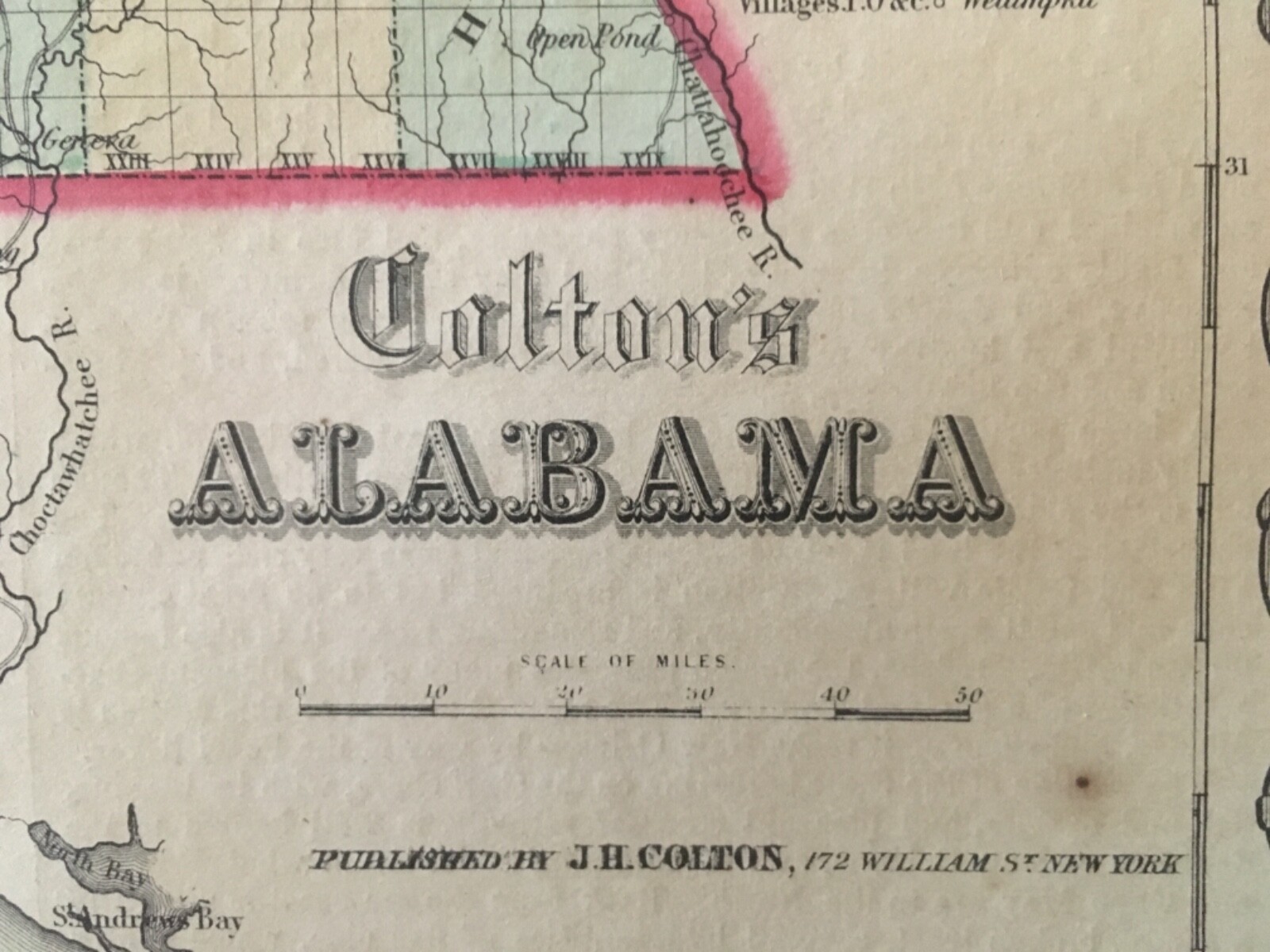 J.H. Colton’s 1859 Atlas Map of Alabama