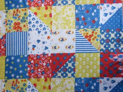 4.5 yds Vintage 70s Boho Hippie Cheater Patchwork Soft Cotton FLANNEL Fabric NOS