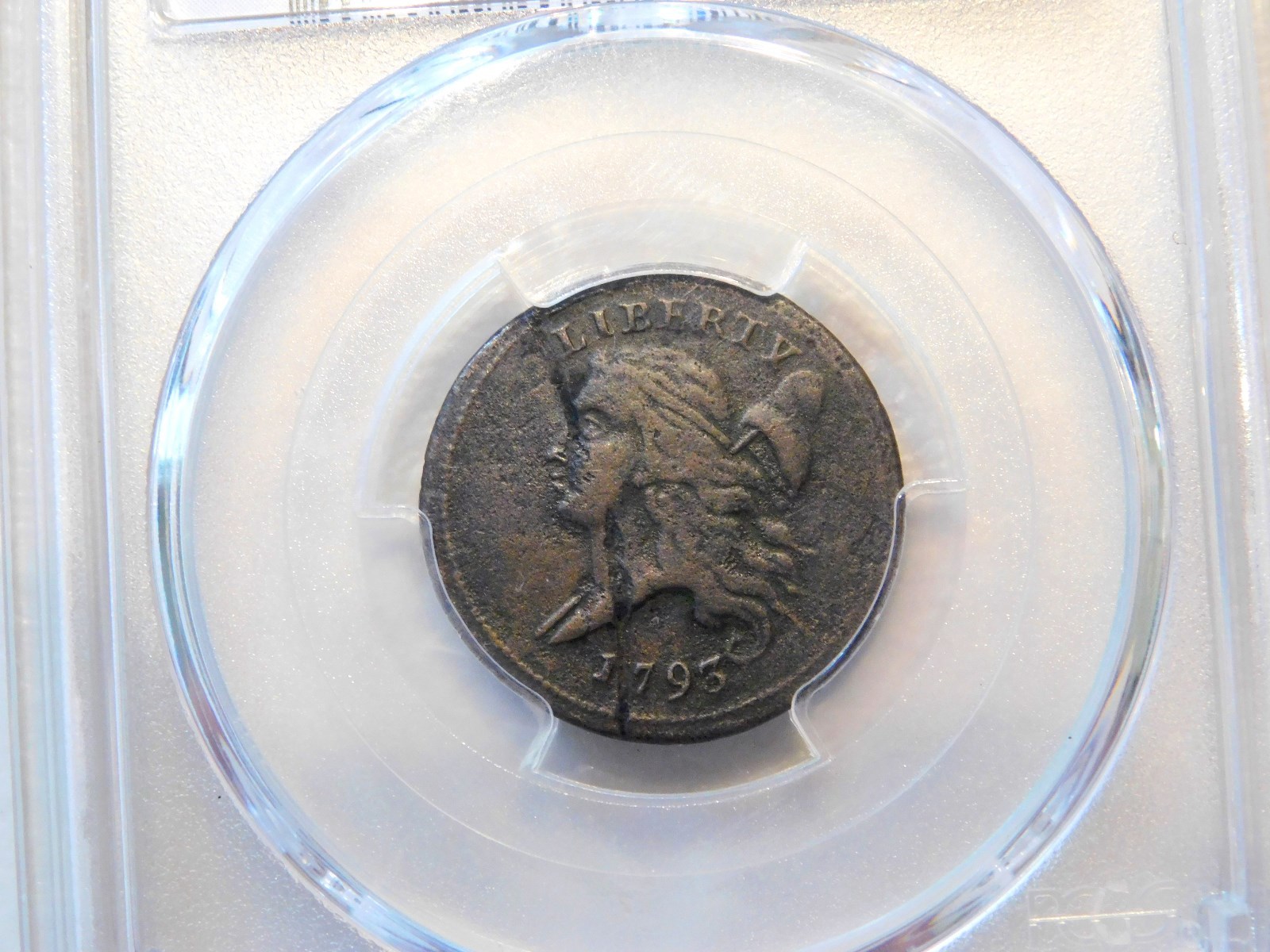 RARE 1793 Half Cent 1/2c PCGS VF w/ planchet flaw minting error - Beautiful Coin