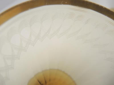 Seven Amber & Gold Needle Etched Sherbet Canape