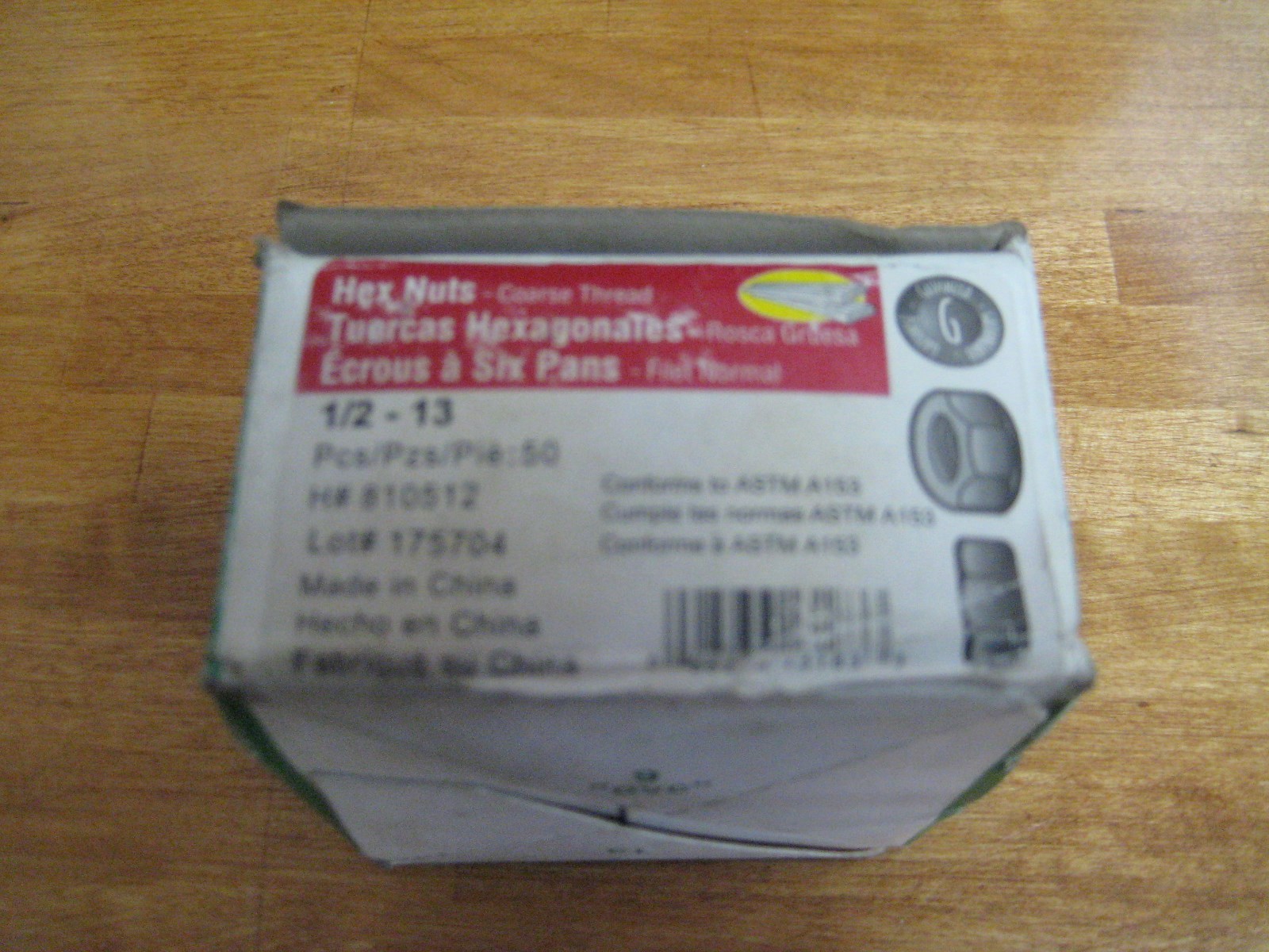 Galvanized, Hex-Nut 1/2-13. Box of 50. Brand New !!!